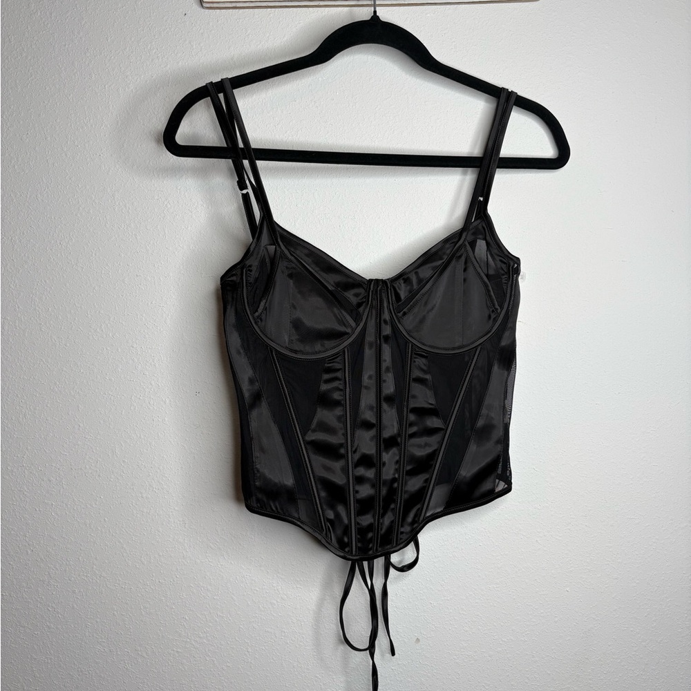 Fashion Nova Black Satin Corset